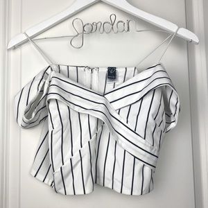 Windsor - White with Black Stripe Top - S